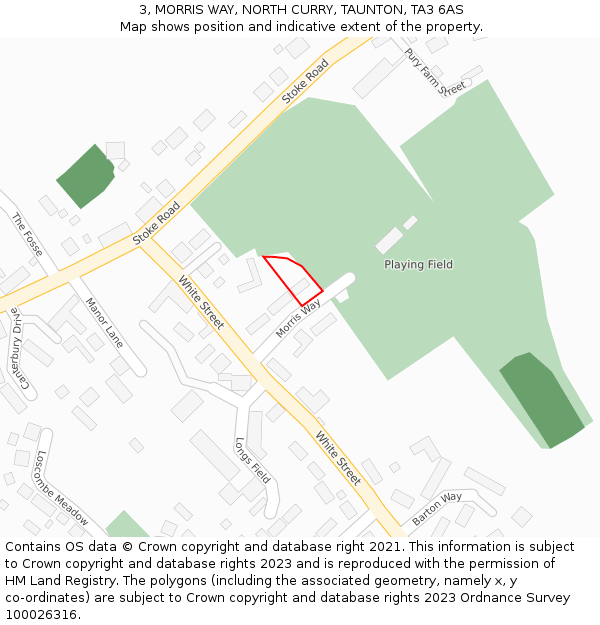 3, MORRIS WAY, NORTH CURRY, TAUNTON, TA3 6AS: Location map and indicative extent of plot