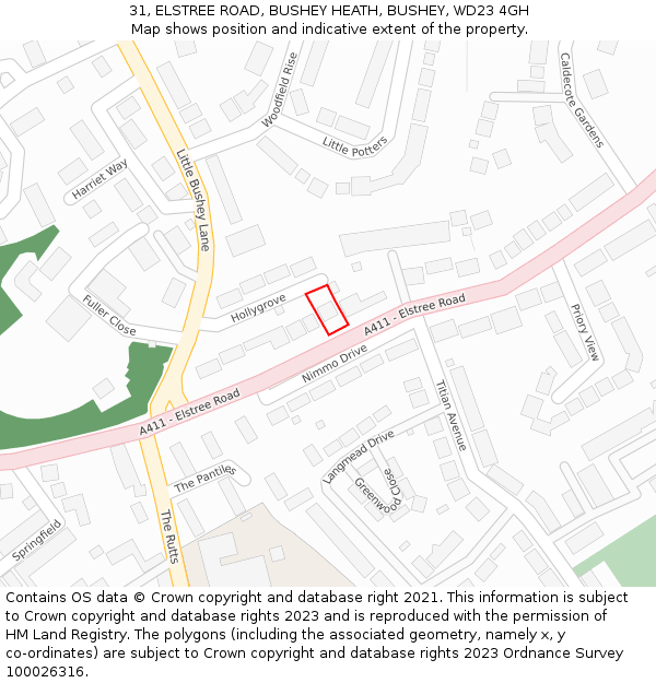 31, ELSTREE ROAD, BUSHEY HEATH, BUSHEY, WD23 4GH: Location map and indicative extent of plot
