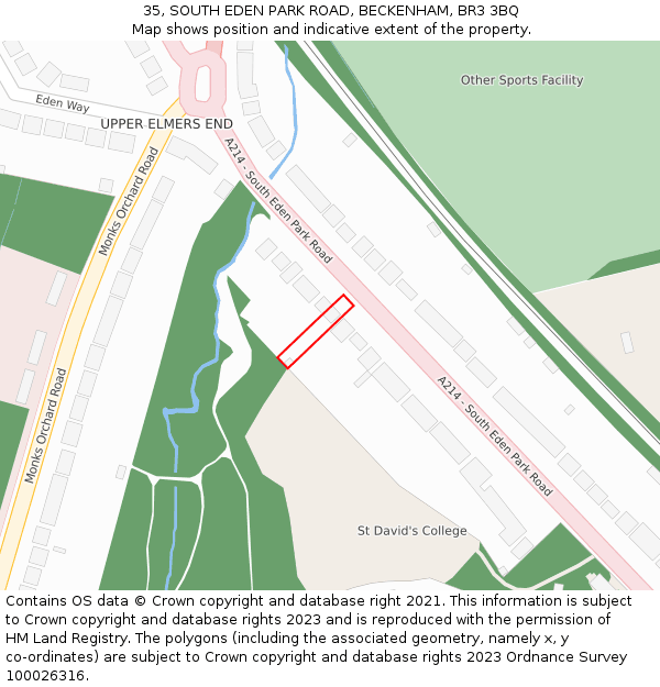 35, SOUTH EDEN PARK ROAD, BECKENHAM, BR3 3BQ: Location map and indicative extent of plot