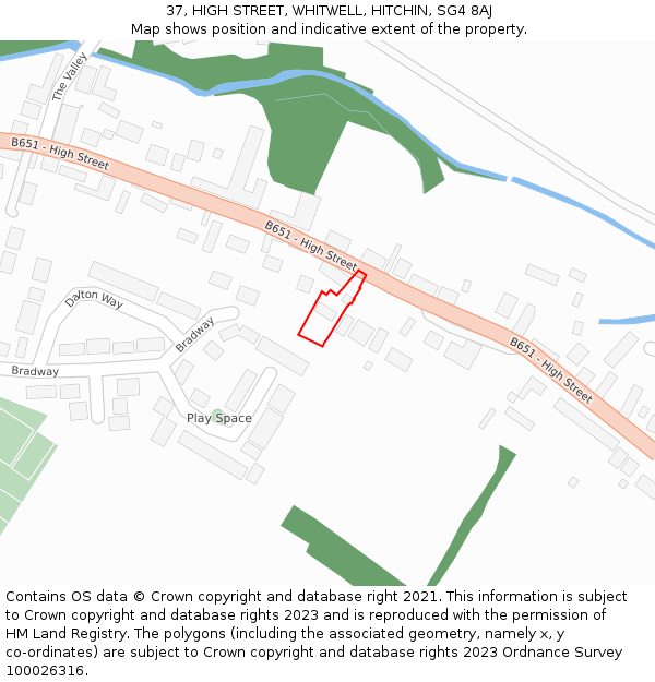 37, HIGH STREET, WHITWELL, HITCHIN, SG4 8AJ: Location map and indicative extent of plot