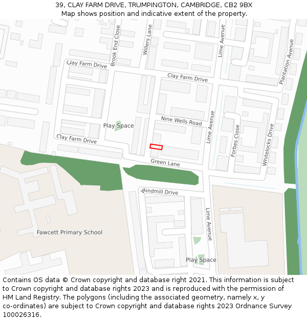 39, CLAY FARM DRIVE, TRUMPINGTON, CAMBRIDGE, CB2 9BX: Location map and indicative extent of plot