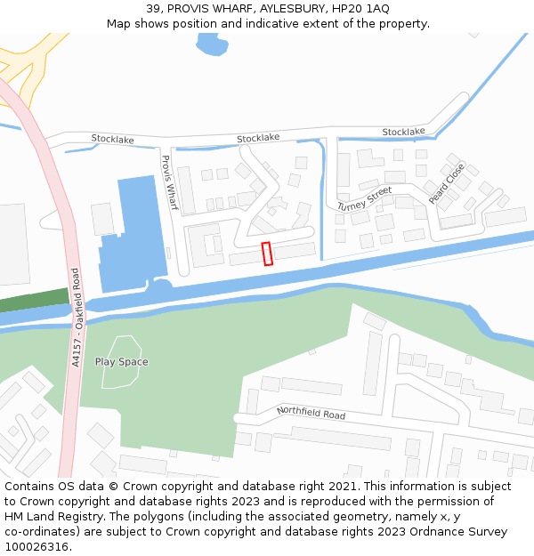 39, PROVIS WHARF, AYLESBURY, HP20 1AQ: Location map and indicative extent of plot