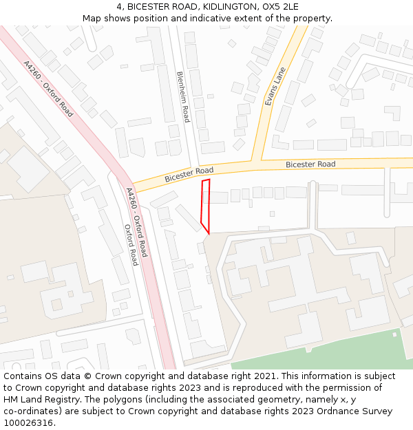 4, BICESTER ROAD, KIDLINGTON, OX5 2LE: Location map and indicative extent of plot