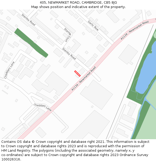 405, NEWMARKET ROAD, CAMBRIDGE, CB5 8JG: Location map and indicative extent of plot