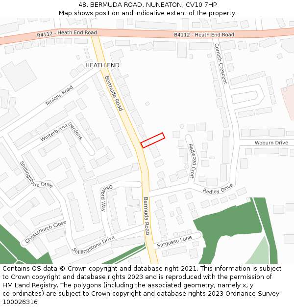 48, BERMUDA ROAD, NUNEATON, CV10 7HP: Location map and indicative extent of plot