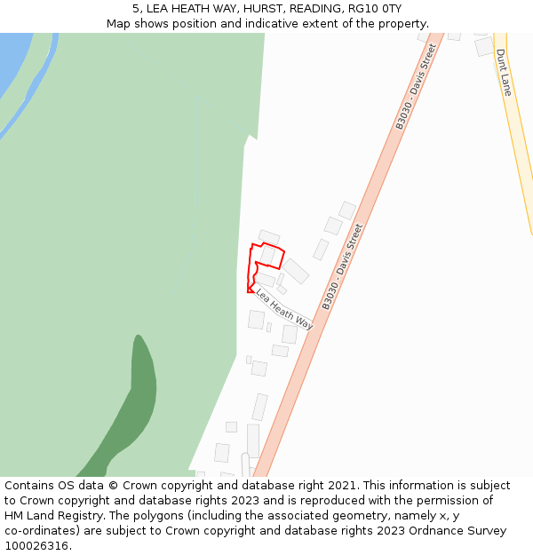 5, LEA HEATH WAY, HURST, READING, RG10 0TY: Location map and indicative extent of plot