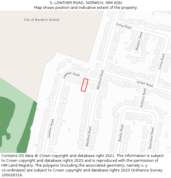5, LOWTHER ROAD, NORWICH, NR4 6QN: Location map and indicative extent of plot