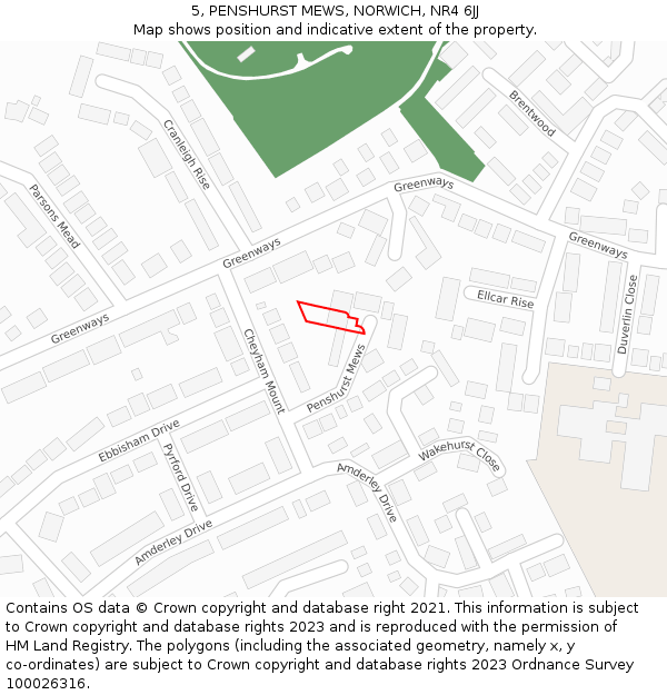 5, PENSHURST MEWS, NORWICH, NR4 6JJ: Location map and indicative extent of plot