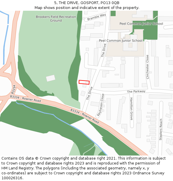 5, THE DRIVE, GOSPORT, PO13 0QB: Location map and indicative extent of plot