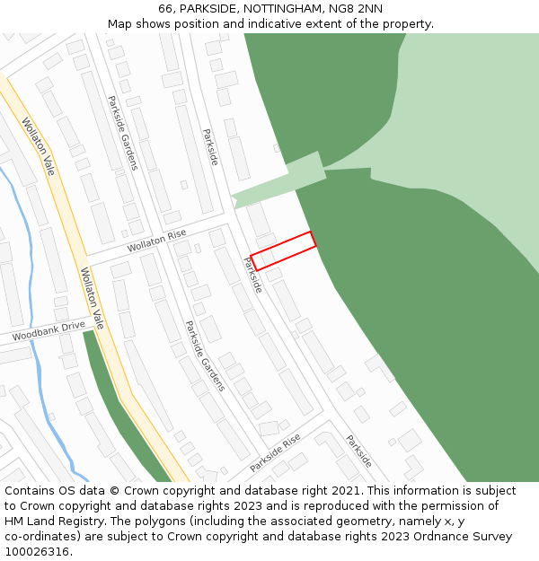 66, PARKSIDE, NOTTINGHAM, NG8 2NN: Location map and indicative extent of plot