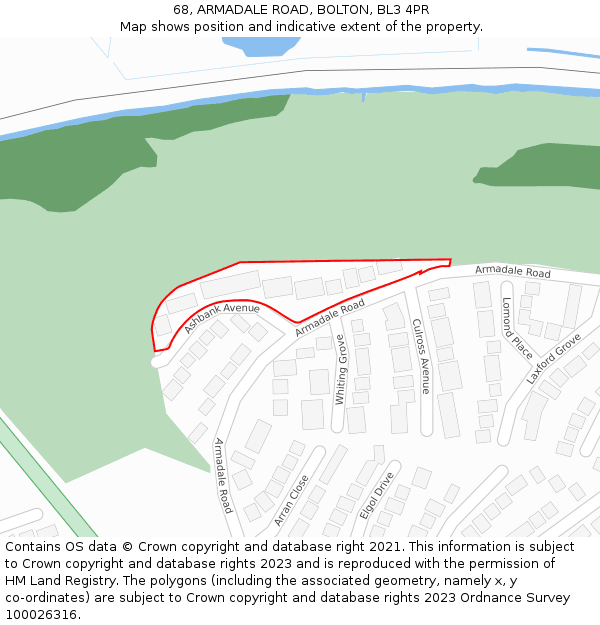 68, ARMADALE ROAD, BOLTON, BL3 4PR: Location map and indicative extent of plot