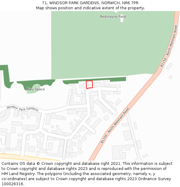 71, WINDSOR PARK GARDENS, NORWICH, NR6 7PR: Location map and indicative extent of plot