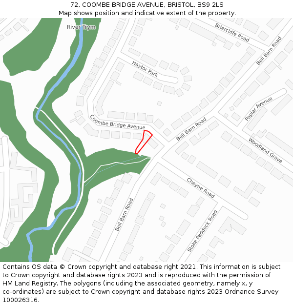 72, COOMBE BRIDGE AVENUE, BRISTOL, BS9 2LS: Location map and indicative extent of plot