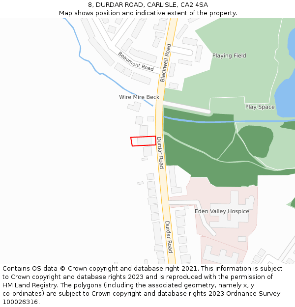 8, DURDAR ROAD, CARLISLE, CA2 4SA: Location map and indicative extent of plot