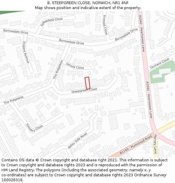 8, STEEPGREEN CLOSE, NORWICH, NR1 4NF: Location map and indicative extent of plot