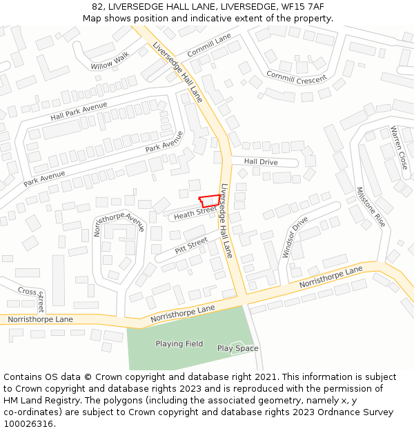 82, LIVERSEDGE HALL LANE, LIVERSEDGE, WF15 7AF: Location map and indicative extent of plot