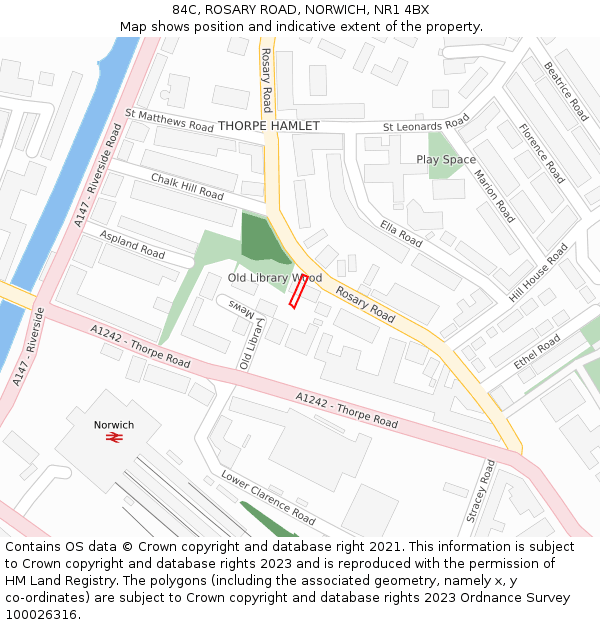 84C, ROSARY ROAD, NORWICH, NR1 4BX: Location map and indicative extent of plot