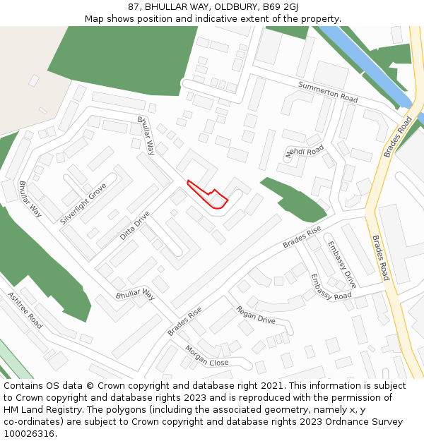 87, BHULLAR WAY, OLDBURY, B69 2GJ: Location map and indicative extent of plot