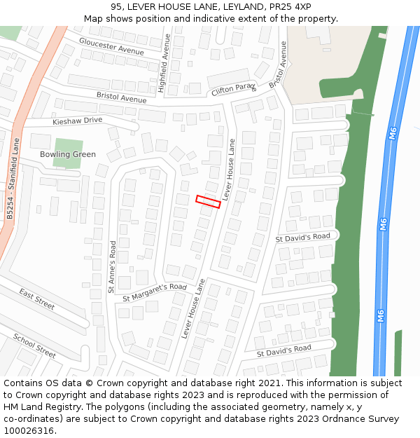 95, LEVER HOUSE LANE, LEYLAND, PR25 4XP: Location map and indicative extent of plot