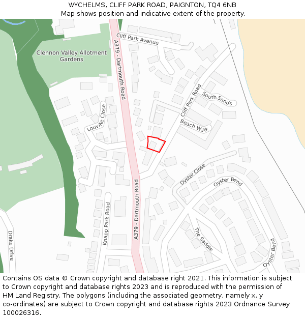 WYCHELMS, CLIFF PARK ROAD, PAIGNTON, TQ4 6NB: Location map and indicative extent of plot