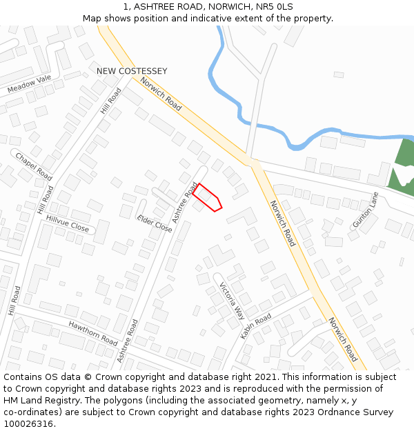 1, ASHTREE ROAD, NORWICH, NR5 0LS: Location map and indicative extent of plot