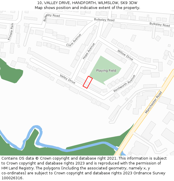 10, VALLEY DRIVE, HANDFORTH, WILMSLOW, SK9 3DW: Location map and indicative extent of plot