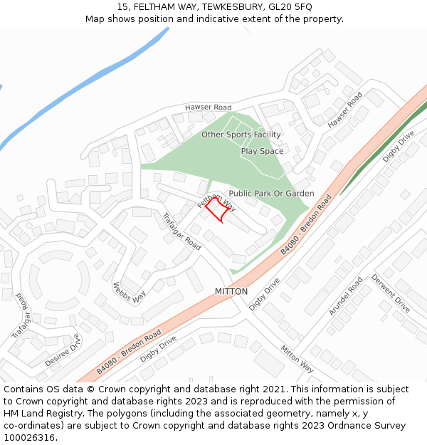 15, FELTHAM WAY, TEWKESBURY, GL20 5FQ: Location map and indicative extent of plot