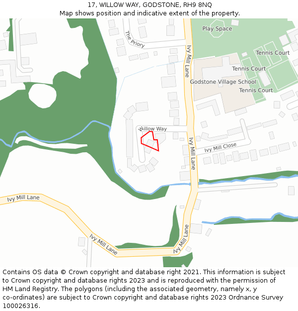 17, WILLOW WAY, GODSTONE, RH9 8NQ: Location map and indicative extent of plot