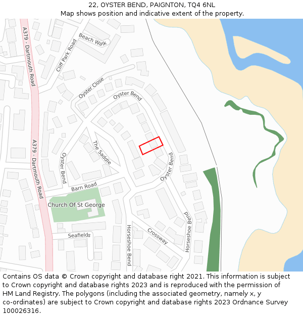 22, OYSTER BEND, PAIGNTON, TQ4 6NL: Location map and indicative extent of plot