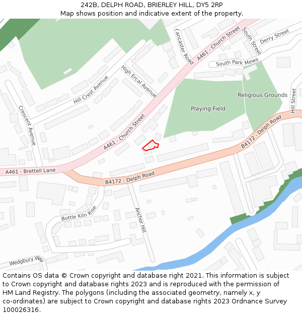 242B, DELPH ROAD, BRIERLEY HILL, DY5 2RP: Location map and indicative extent of plot