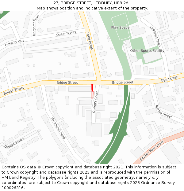 27, BRIDGE STREET, LEDBURY, HR8 2AH: Location map and indicative extent of plot