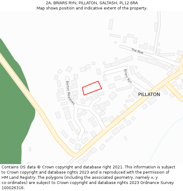 2A, BRIARS RYN, PILLATON, SALTASH, PL12 6RA: Location map and indicative extent of plot