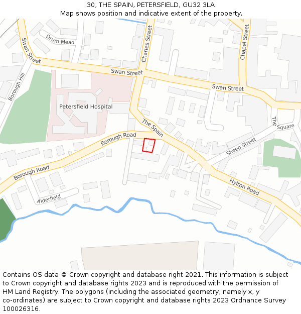 30, THE SPAIN, PETERSFIELD, GU32 3LA: Location map and indicative extent of plot