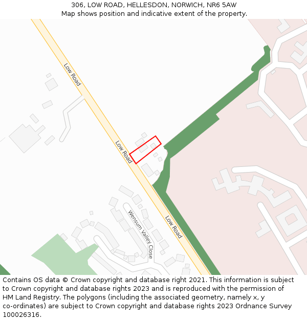 306, LOW ROAD, HELLESDON, NORWICH, NR6 5AW: Location map and indicative extent of plot
