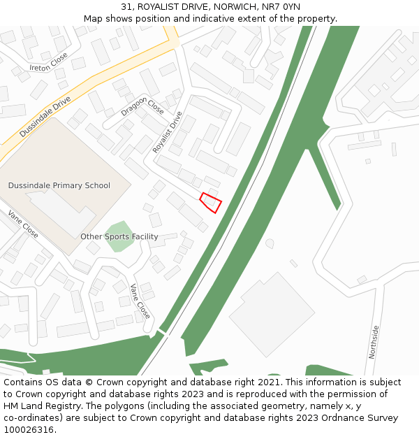 31, ROYALIST DRIVE, NORWICH, NR7 0YN: Location map and indicative extent of plot