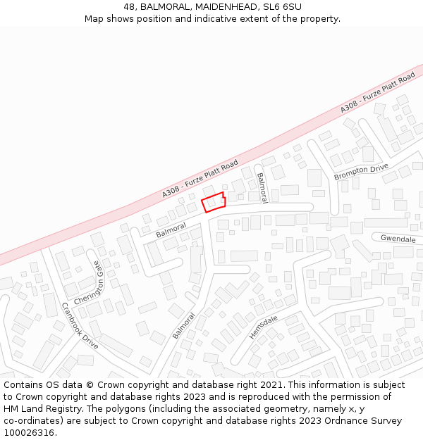 48, BALMORAL, MAIDENHEAD, SL6 6SU: Location map and indicative extent of plot
