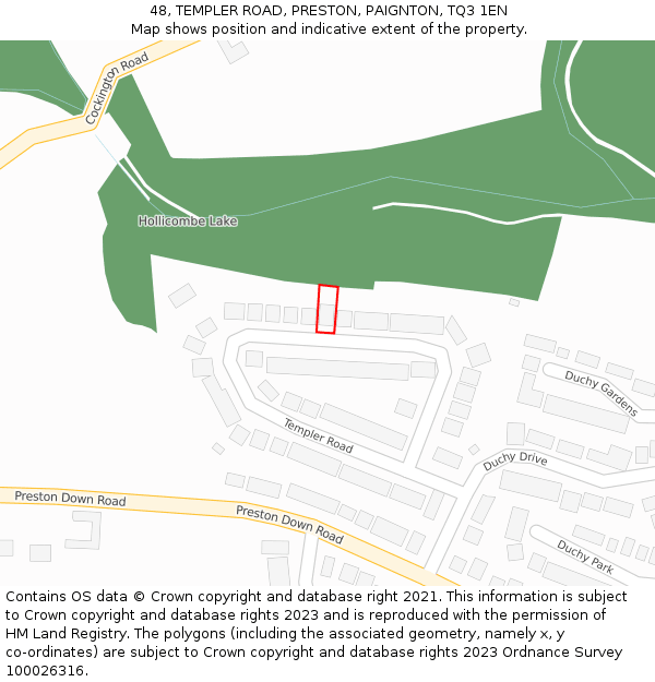 48, TEMPLER ROAD, PRESTON, PAIGNTON, TQ3 1EN: Location map and indicative extent of plot