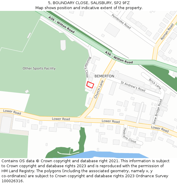 5, BOUNDARY CLOSE, SALISBURY, SP2 9FZ: Location map and indicative extent of plot