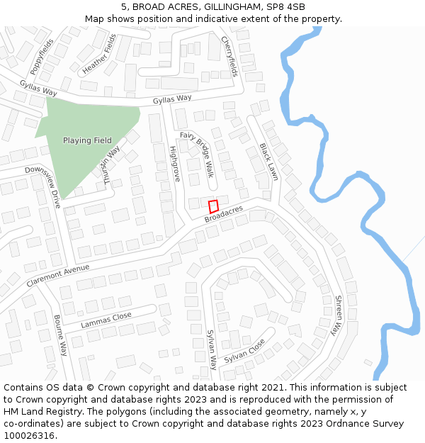 5, BROAD ACRES, GILLINGHAM, SP8 4SB: Location map and indicative extent of plot