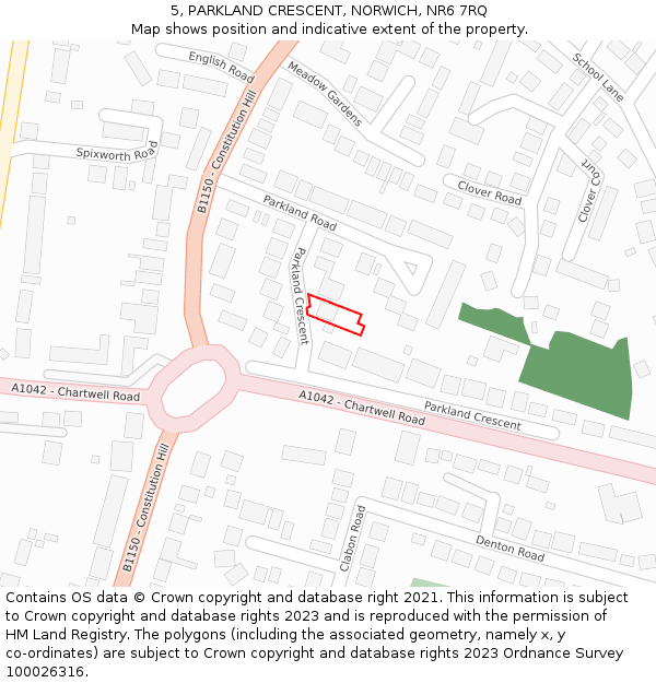 5, PARKLAND CRESCENT, NORWICH, NR6 7RQ: Location map and indicative extent of plot