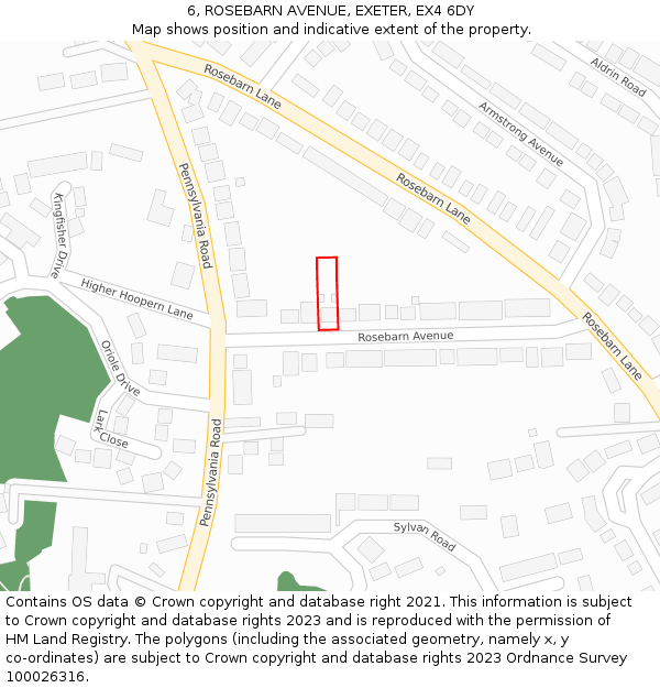 6, ROSEBARN AVENUE, EXETER, EX4 6DY: Location map and indicative extent of plot