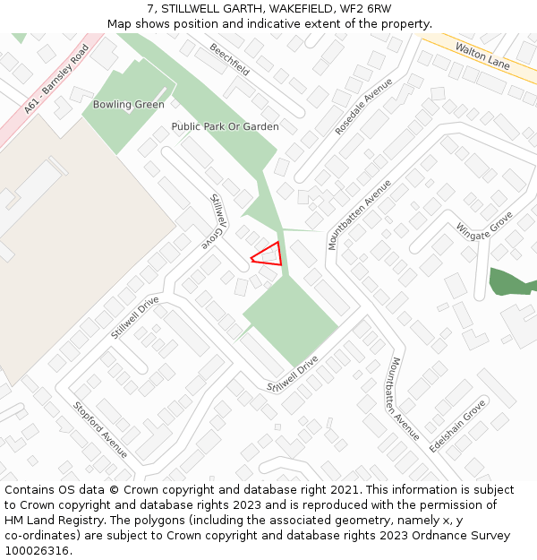 7, STILLWELL GARTH, WAKEFIELD, WF2 6RW: Location map and indicative extent of plot