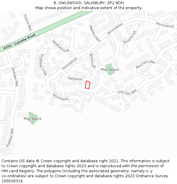 8, OWLSWOOD, SALISBURY, SP2 8DN: Location map and indicative extent of plot