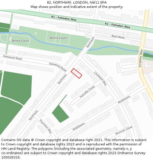 82, NORTHWAY, LONDON, NW11 6PA: Location map and indicative extent of plot