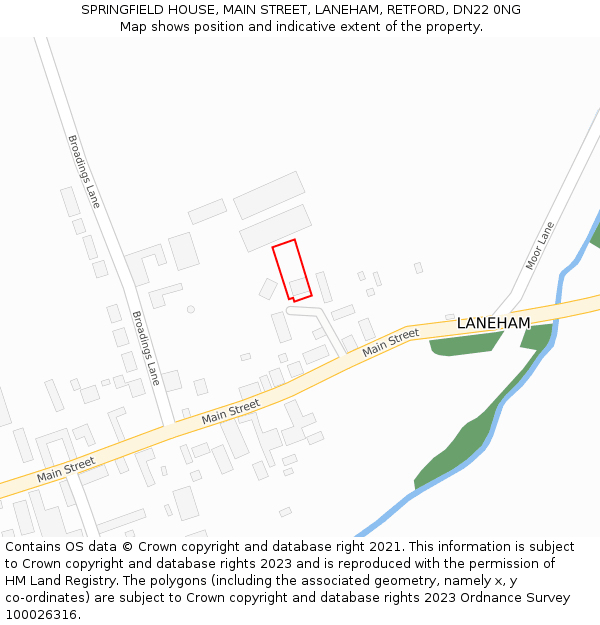SPRINGFIELD HOUSE, MAIN STREET, LANEHAM, RETFORD, DN22 0NG: Location map and indicative extent of plot