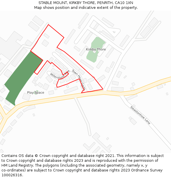 STABLE MOUNT, KIRKBY THORE, PENRITH, CA10 1XN: Location map and indicative extent of plot