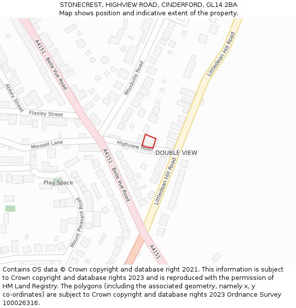 STONECREST, HIGHVIEW ROAD, CINDERFORD, GL14 2BA: Location map and indicative extent of plot