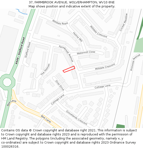 37, FARMBROOK AVENUE, WOLVERHAMPTON, WV10 6NE: Location map and indicative extent of plot