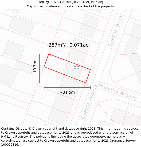 100, QUEENS AVENUE, ILKESTON, DE7 4DJ: Plot and title map