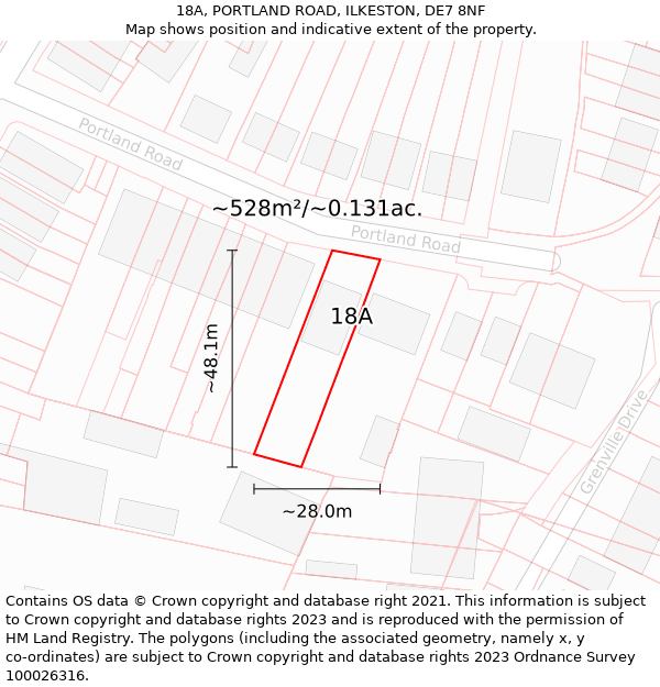 18A, PORTLAND ROAD, ILKESTON, DE7 8NF: Plot and title map